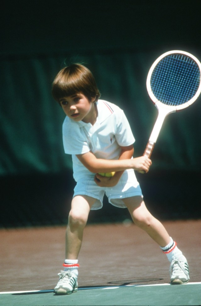 336624 03: Seven-Year Old Andre Agassi Plays Tennis April 1977 In Las Vegas, Nv. Agassi Becomes One Of The Top Tennis Players. (Photo By John Russell/Getty Images)